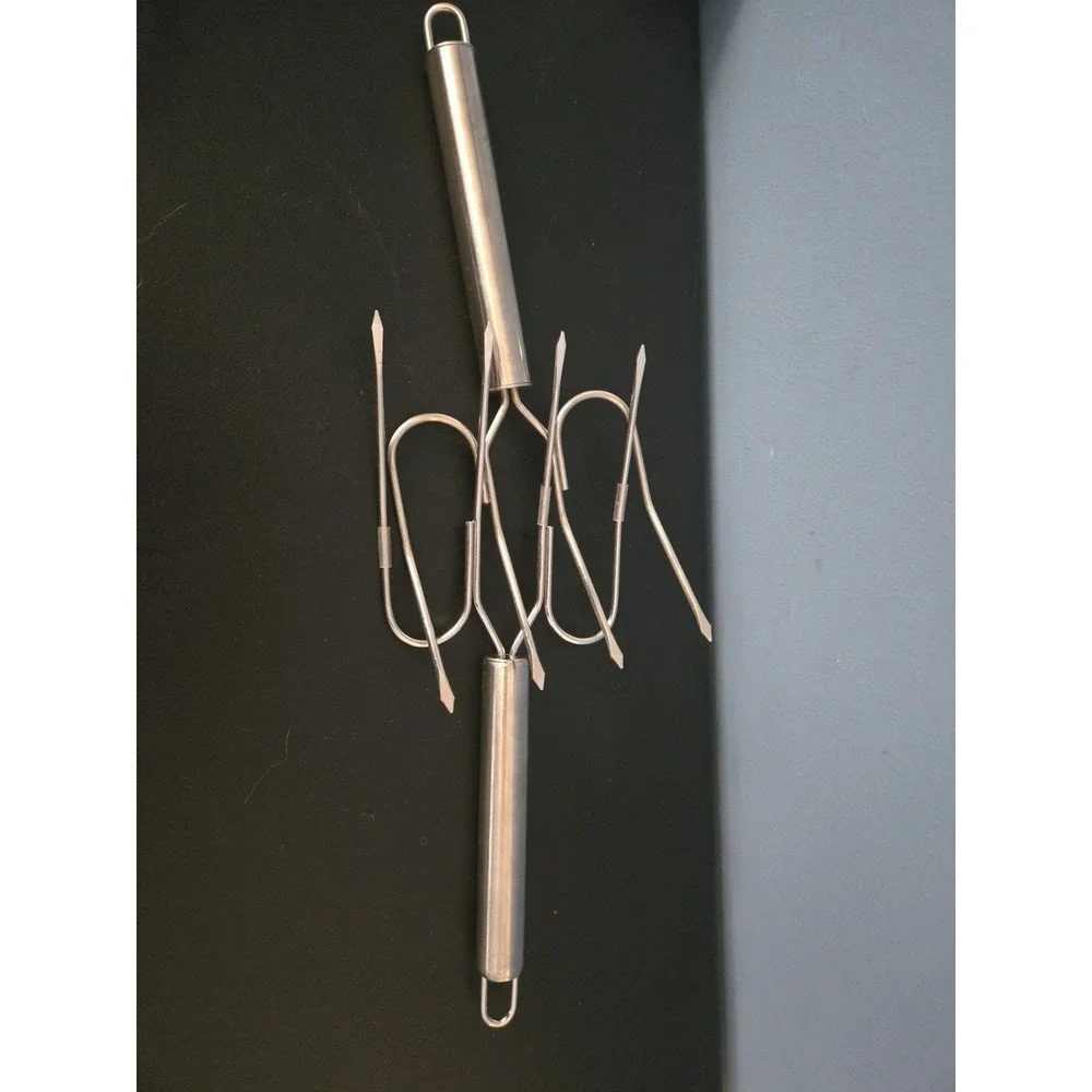 Set Of 2 Meat Forks Turkey Lifters Stainless Steel 4 Prong 11x4
